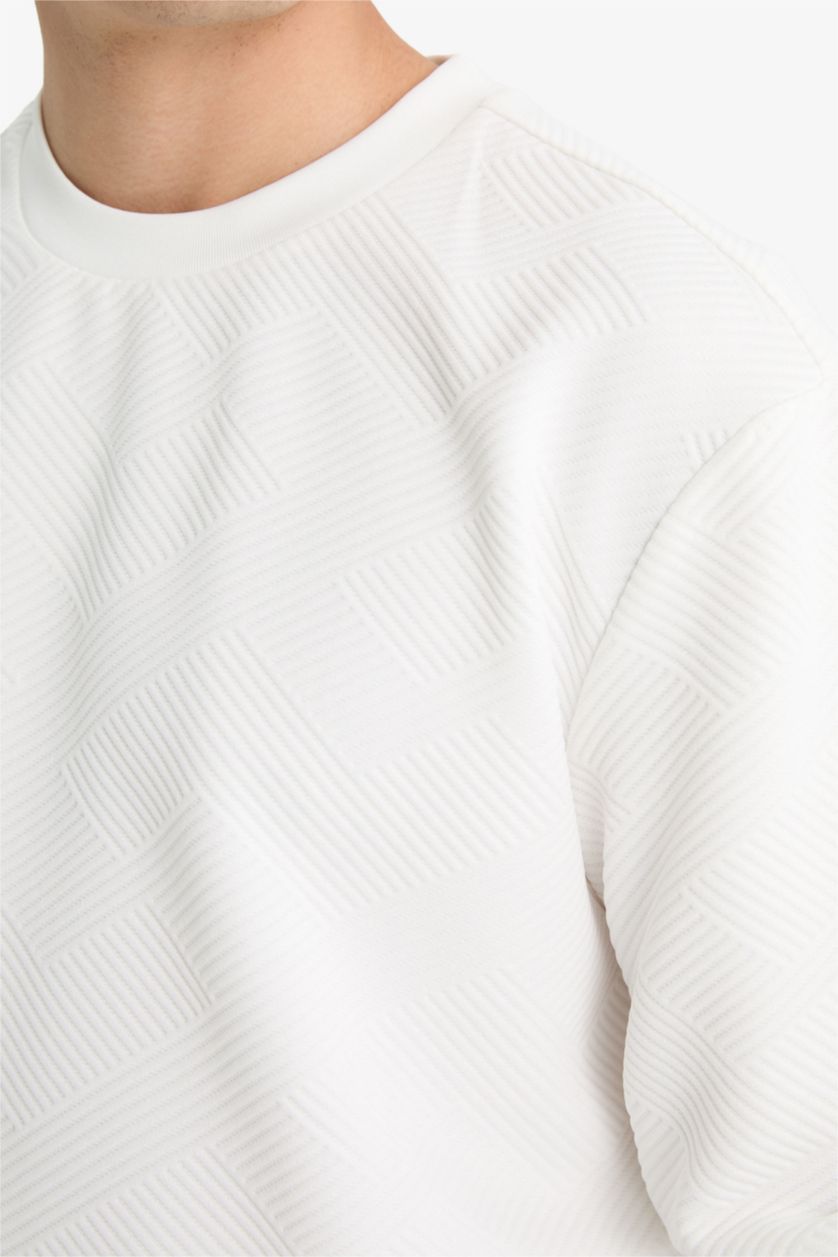 Ерлер ақ қалыпты пішім дөңгелек жаға Свитер