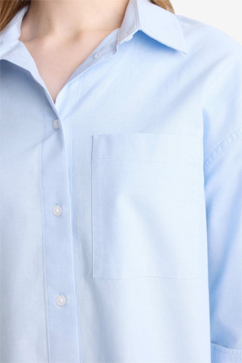 FEMME BLEU Clair Tunique oxford à manches longues Coupe décontractée