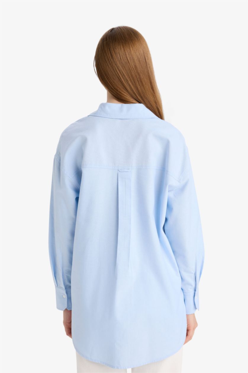 FEMME BLEU Clair Tunique oxford à manches longues Coupe décontractée