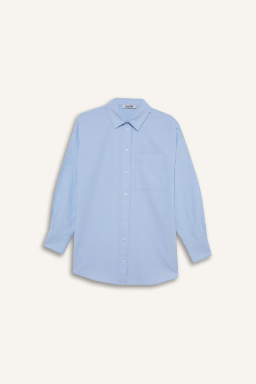 FEMME BLEU Clair Tunique oxford à manches longues Coupe décontractée