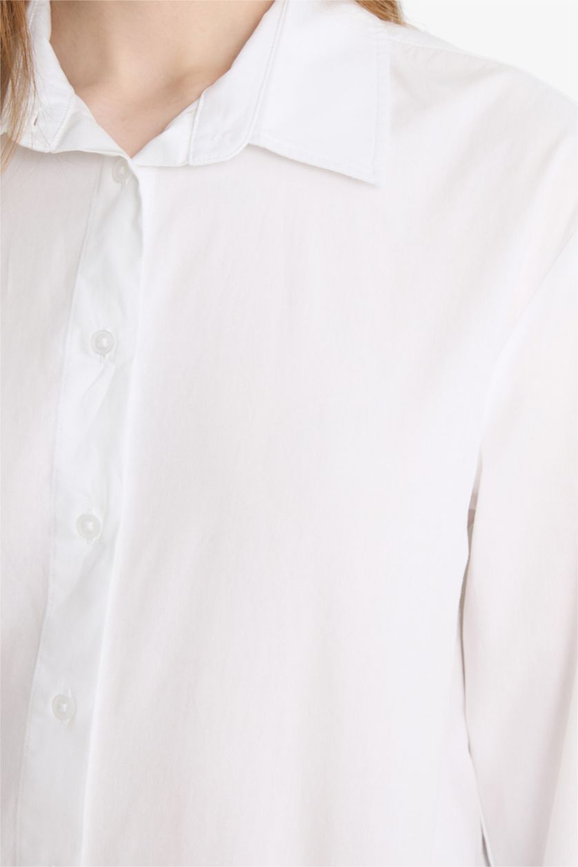 FEMME Blanc Tunique en popeline à manches longues Coupe décontractée