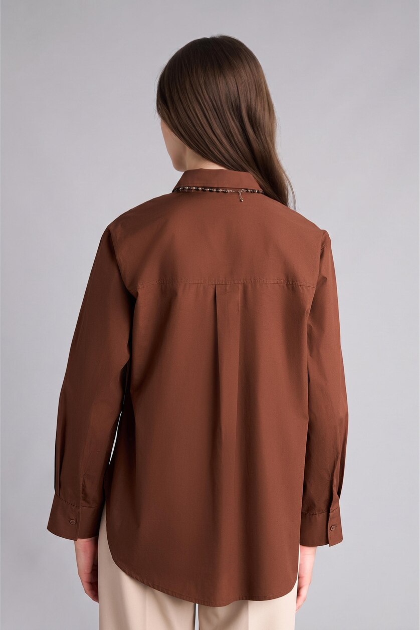 WOMAN Brown Relax Fit Poplin Long Sleeve Tunic