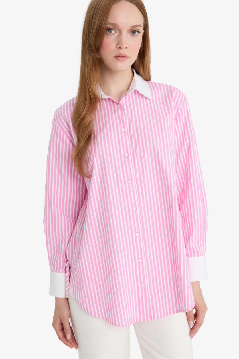 WOMAN Pink Relax Fit Poplin Long Sleeve Tunic