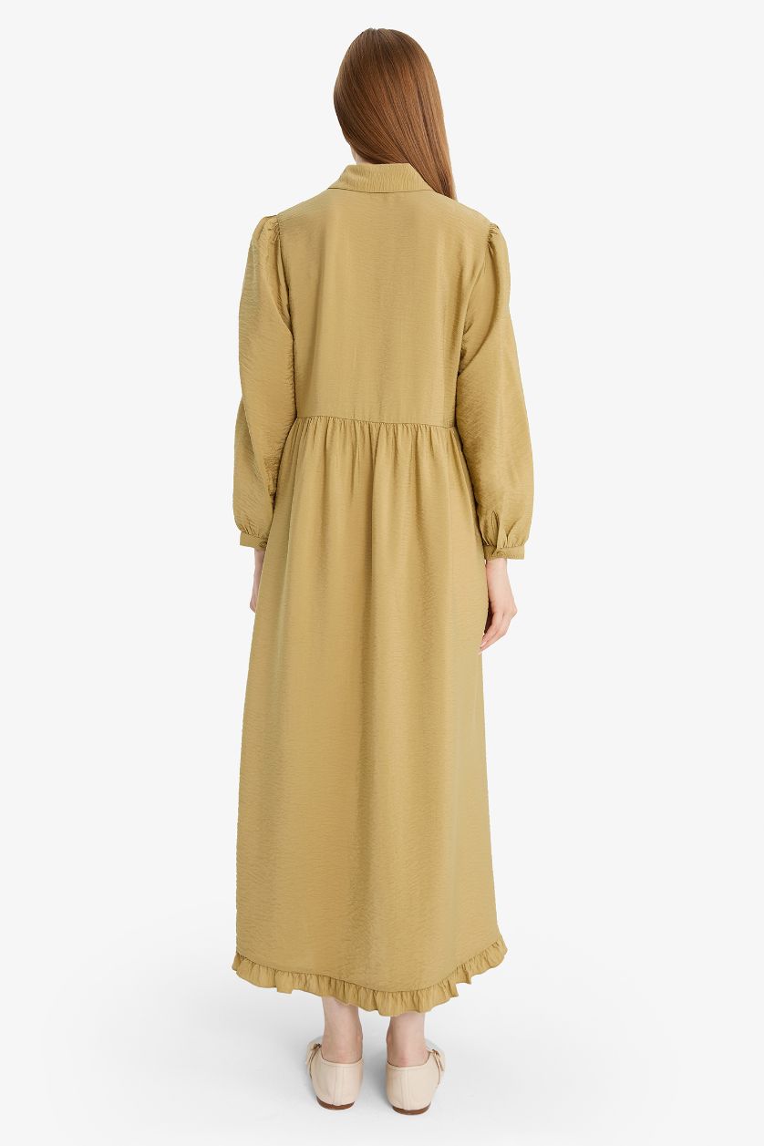 FEMME Kaki Robe Chemise longue à manches longues