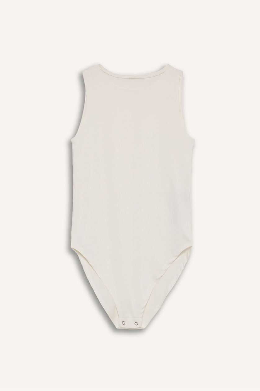 WOMAN Ecru Halter Collar Tank Top