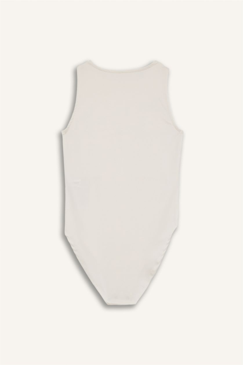 WOMAN Ecru Halter Collar Tank Top