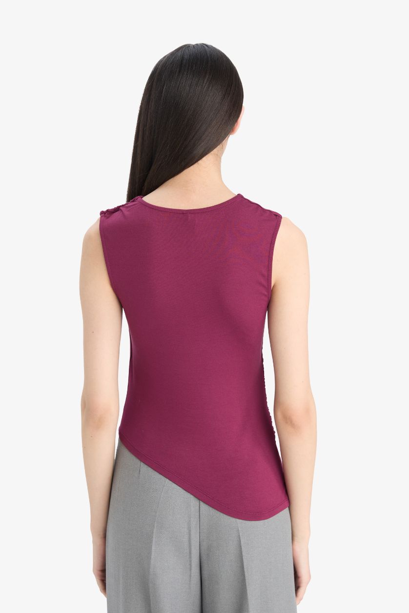 نساء خمري ديباردور عادي سليم فيت برقبة مستديرة