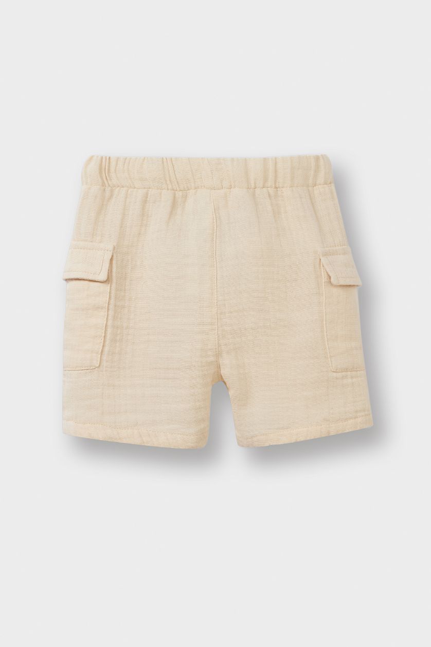 BABY BOY Light Stone Baby Boy Regular Fit Elastic Band Shorts