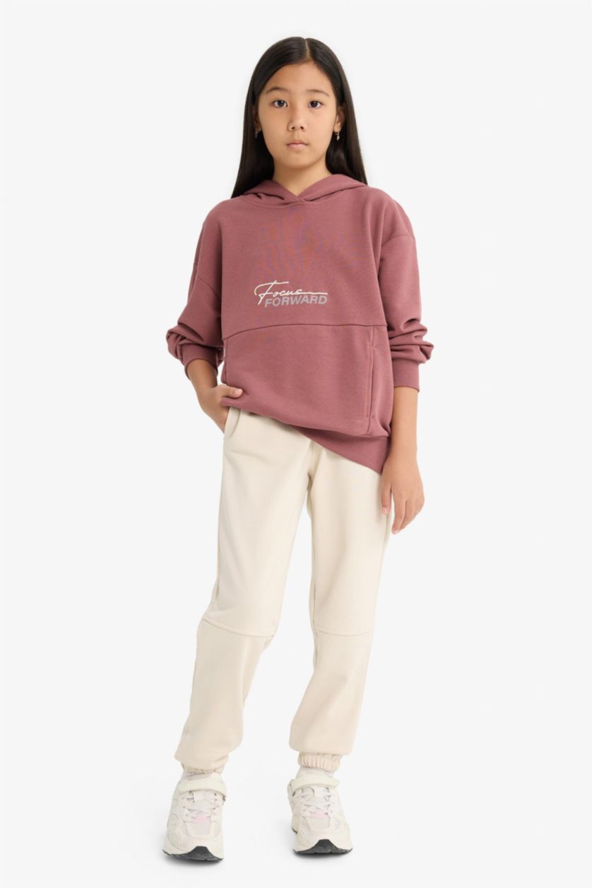 Kız Çocuk - Genç Kız Bej Beli Lastikli Jogger Eşofman Altı Kız Çocuk