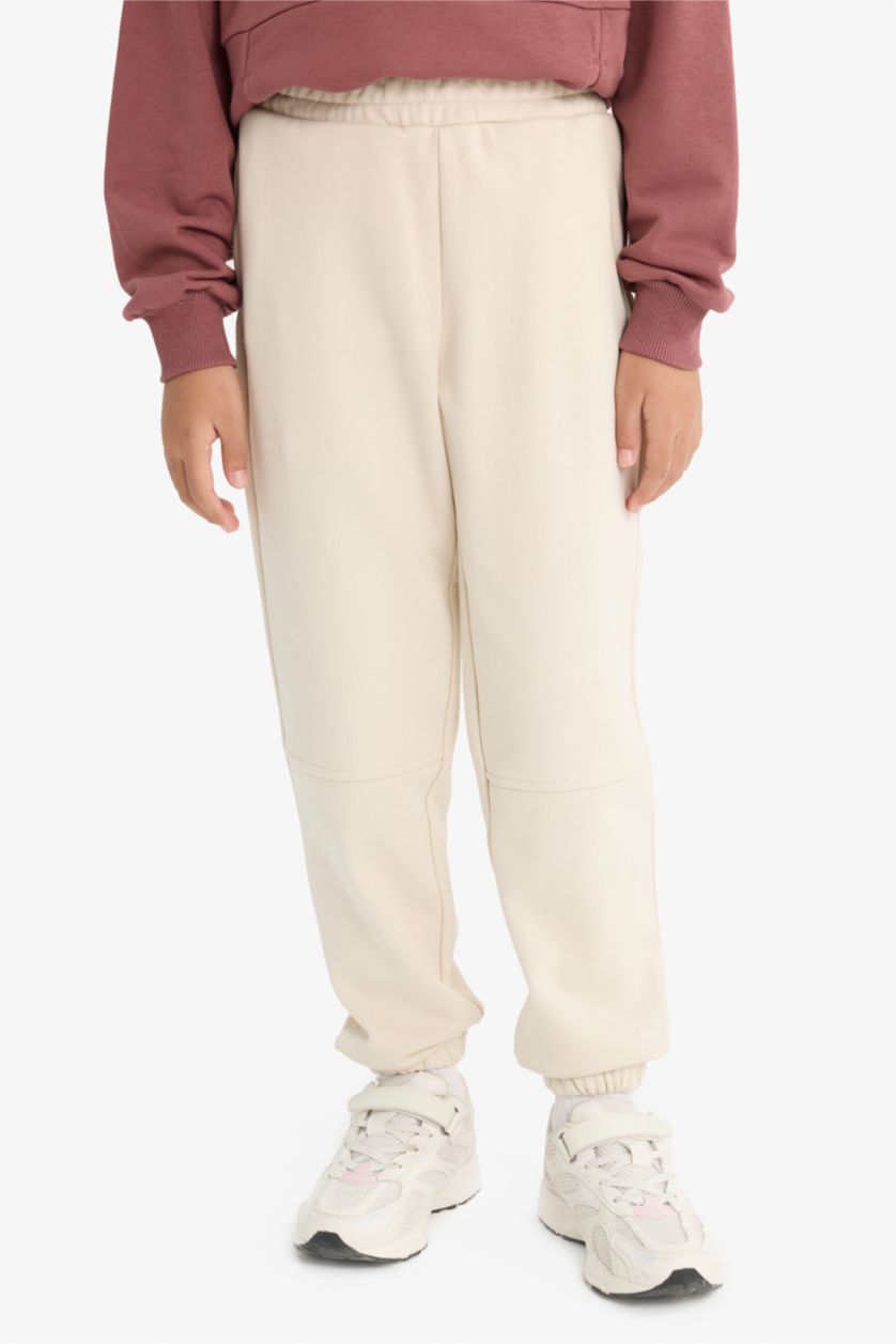 Kız Çocuk - Genç Kız Bej Beli Lastikli Jogger Eşofman Altı Kız Çocuk