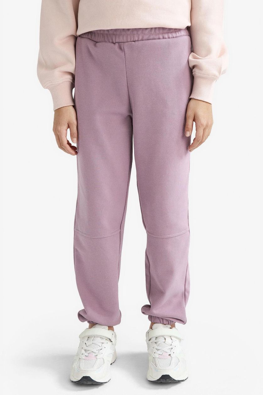 بناتي وردي بنطلون سويت بانتس بناتي جوجر فيت بخصر مطاطي