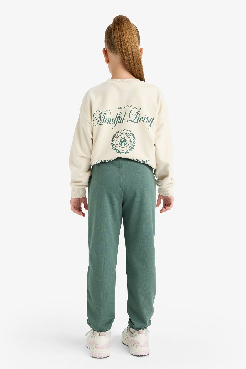 بناتي أخضر بنطلون سويت بانتس جوجر فيت بخصر مطاطي