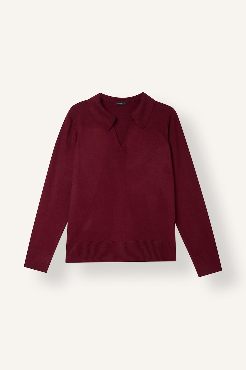 Women Bordeaux Regular Regular Fit Polo Collar Pullover