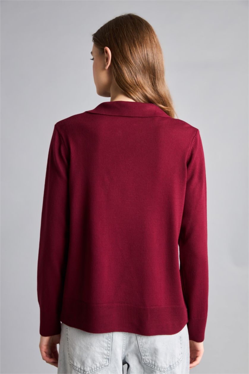 Kadın Bordo Regular Fit Kazak