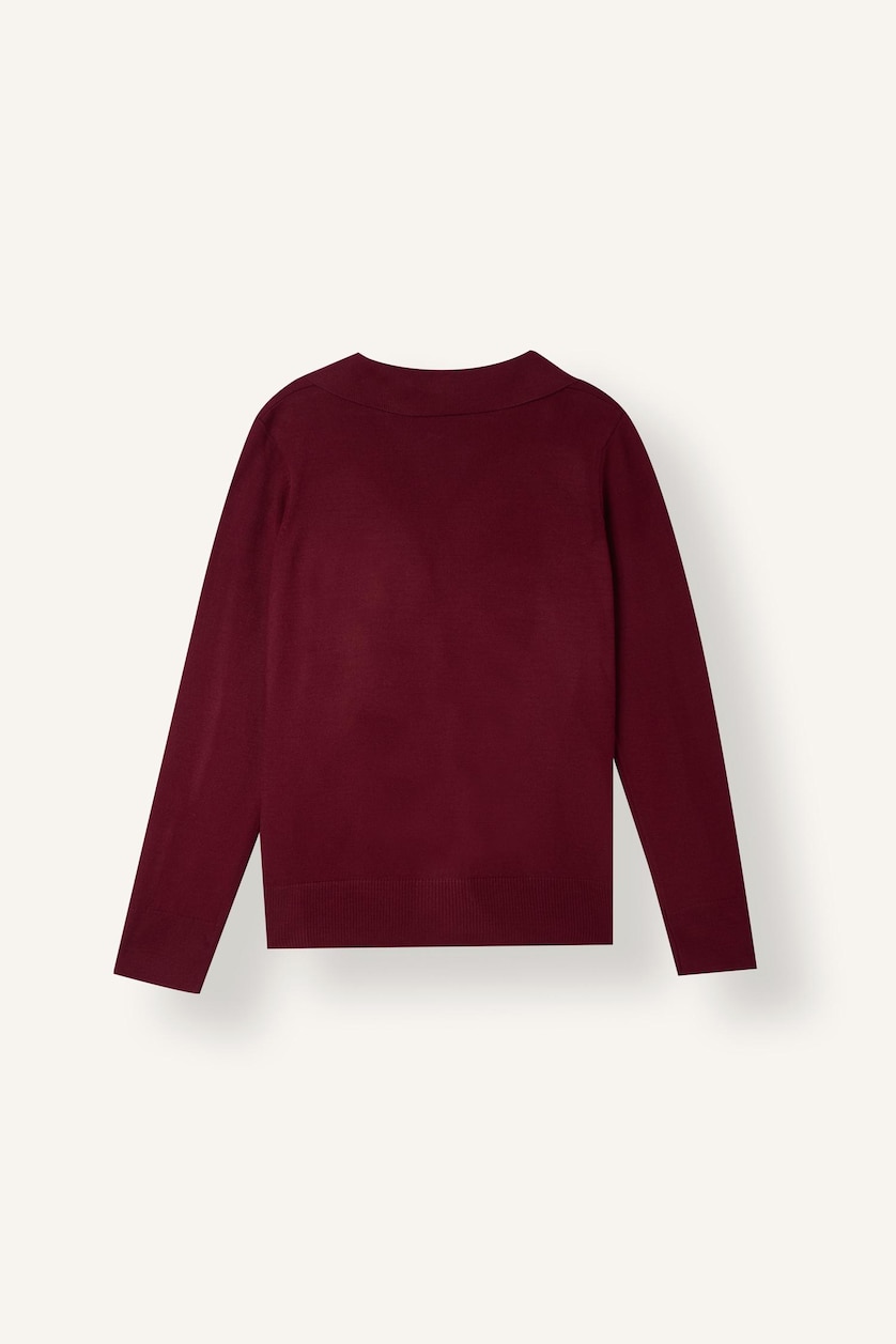 Women Bordeaux Regular Regular Fit Polo Collar Pullover
