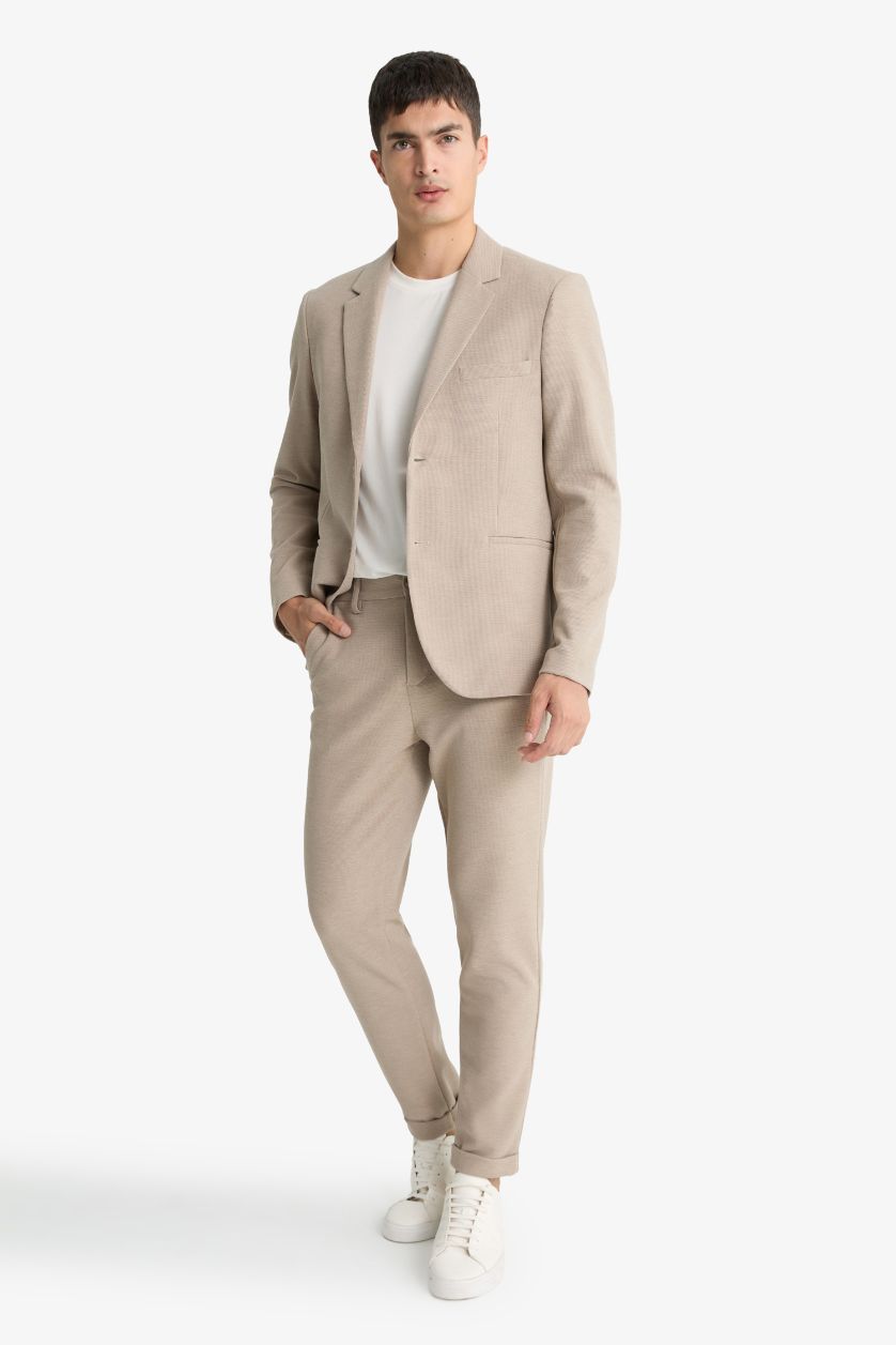 Erkek Bej Jogger Fit Kısa Paça Penye Pantolon