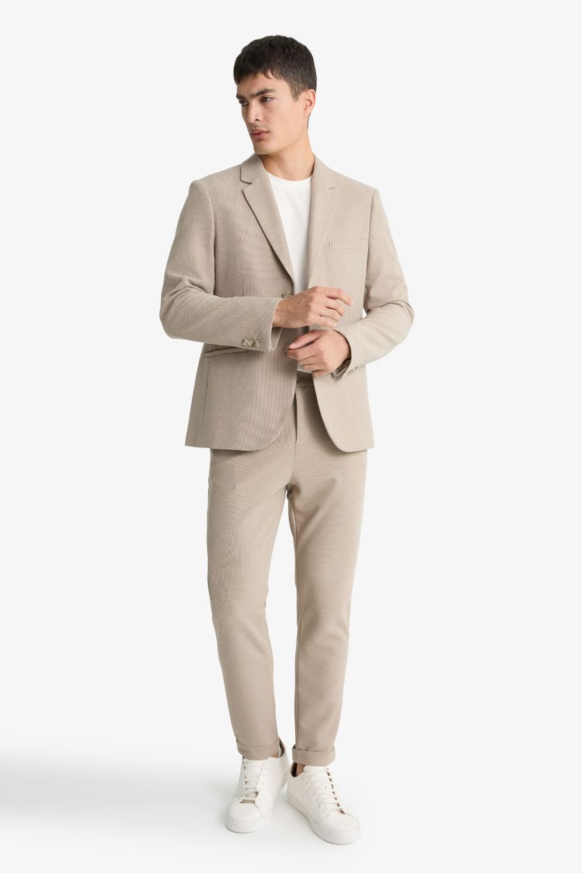 Erkek Bej Jogger Fit Kısa Paça Penye Pantolon