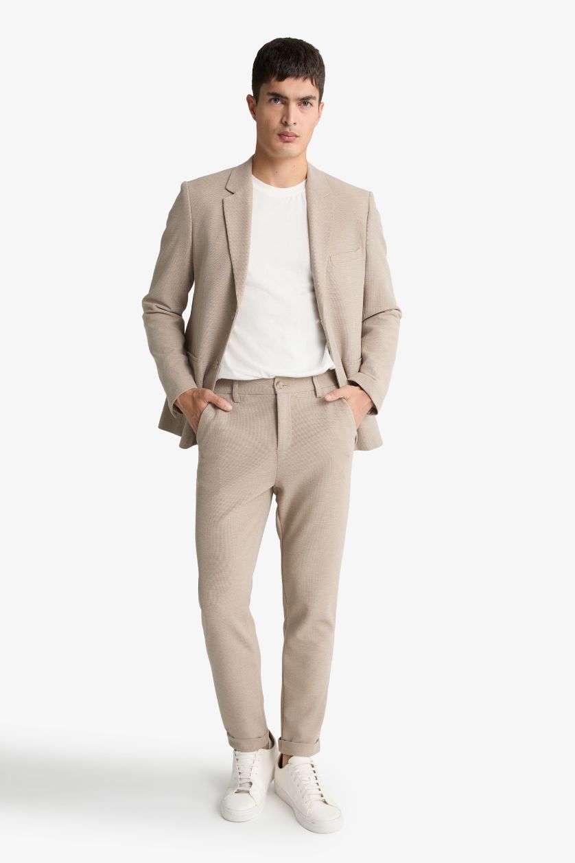 Erkek Bej Jogger Fit Kısa Paça Penye Pantolon