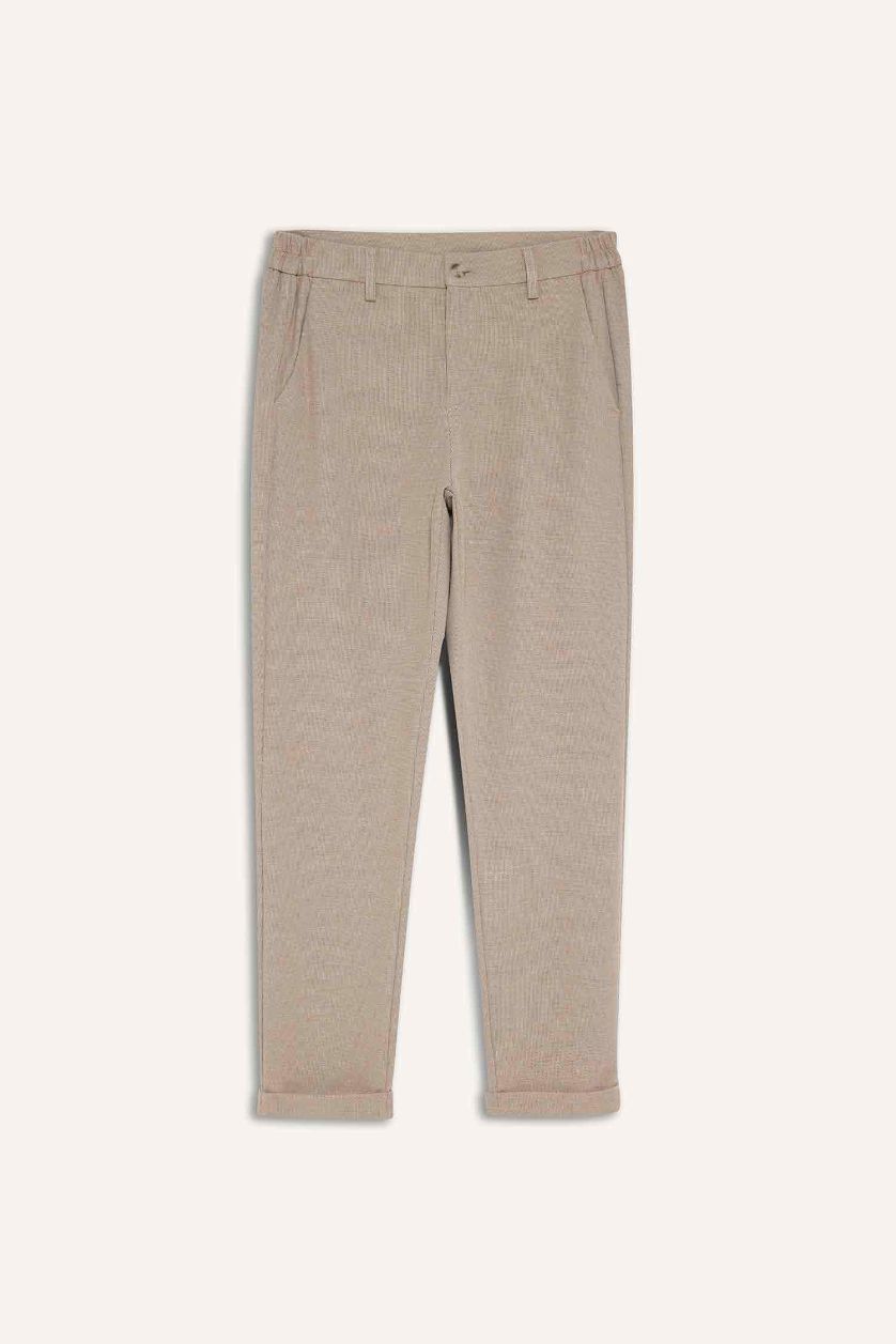Erkek Bej Jogger Fit Kısa Paça Penye Pantolon