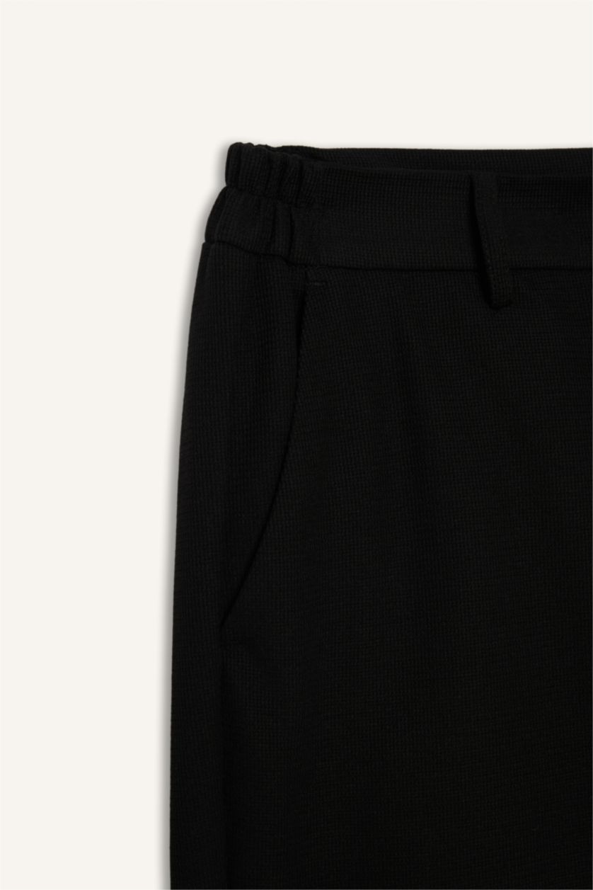 Erkek Siyah Taılored Fıt Kısa Paça Penye Pantolon