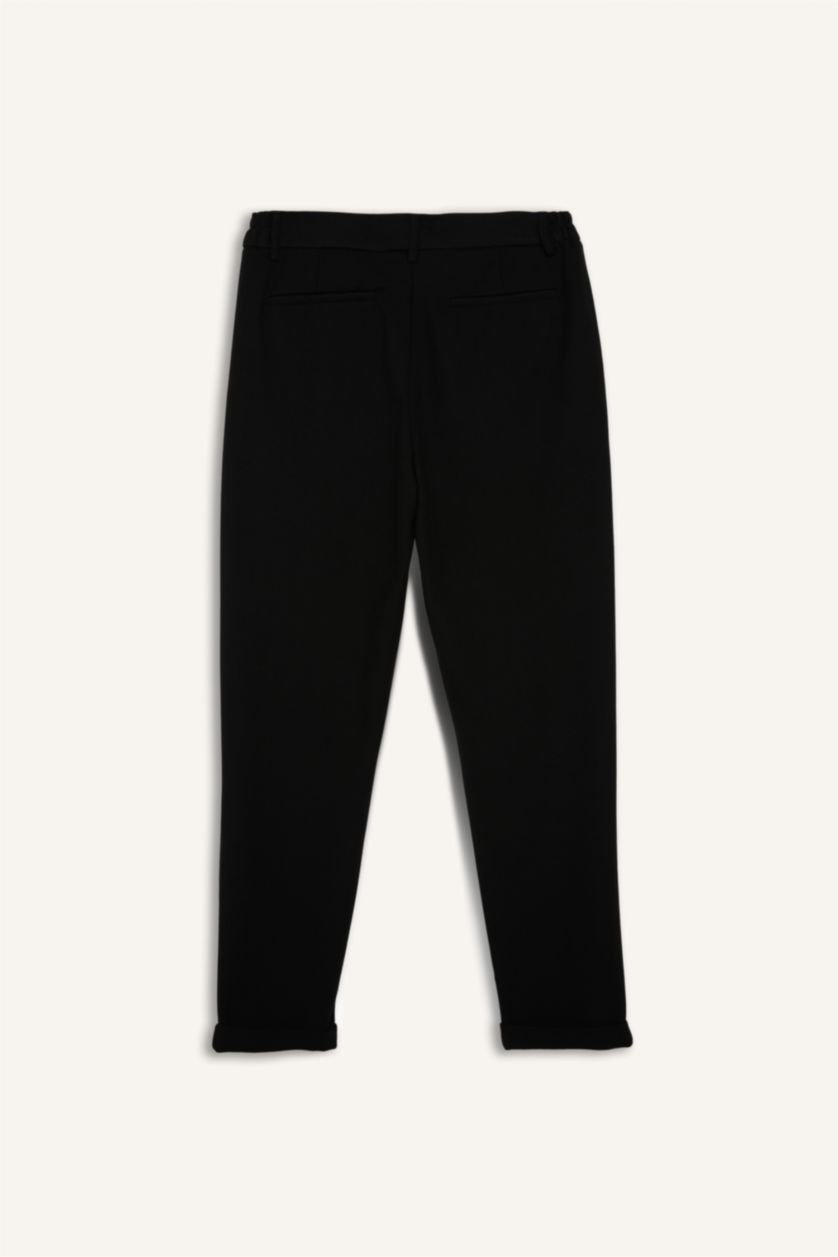 Erkek Siyah Taılored Fıt Kısa Paça Penye Pantolon