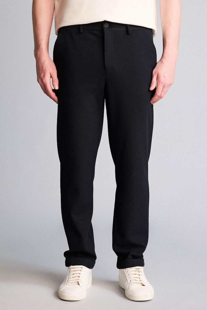 Men NAVY Tailored Fit Ankle Length Trousers
