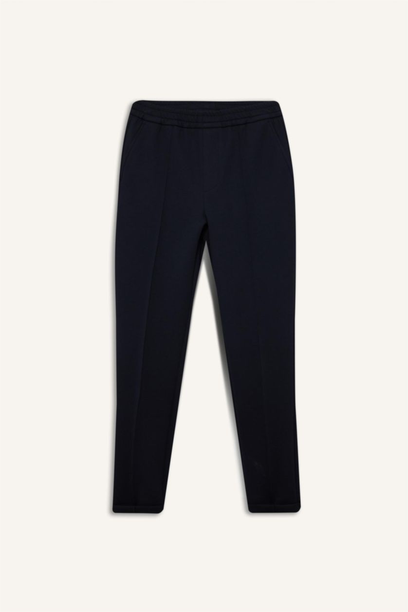 MAN NAVY Jogger Fit Straight Leg Scuba Fabric Trousers