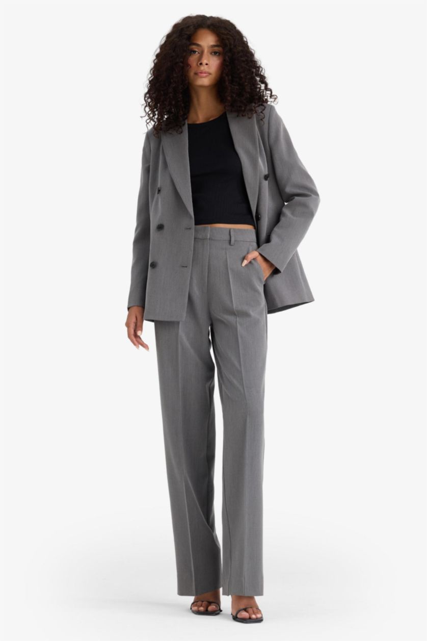 WOMAN Anthracite High Waist Straight Fit Trousers