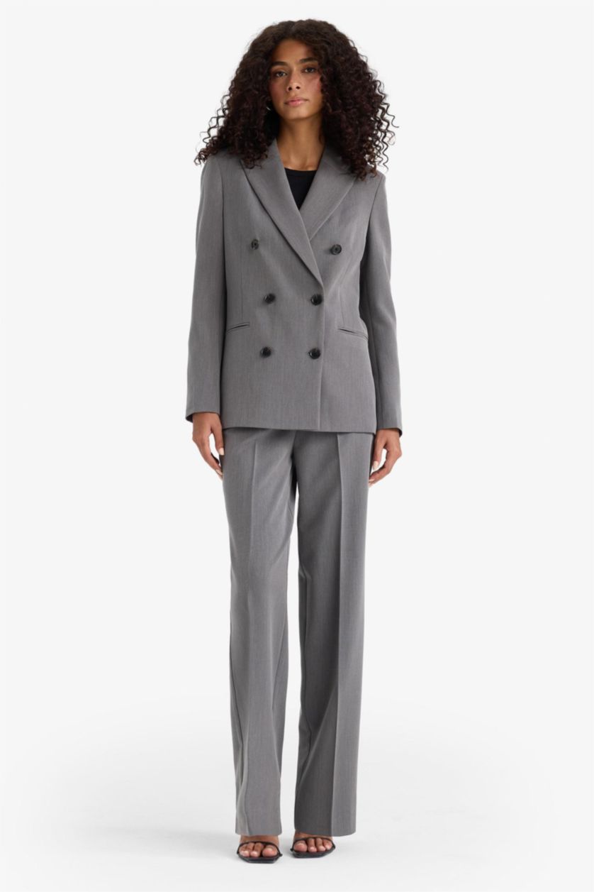 WOMAN Anthracite High Waist Straight Fit Trousers