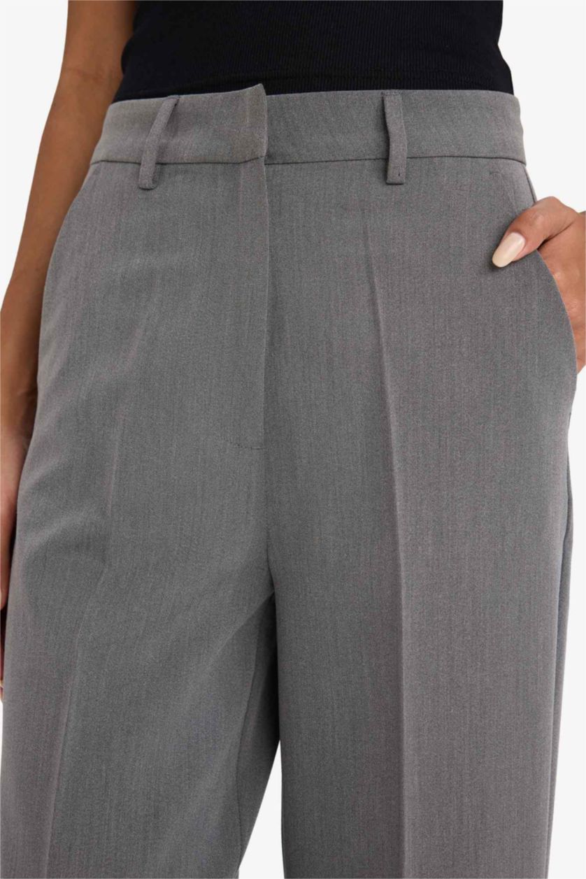 WOMAN Anthracite High Waist Straight Fit Trousers