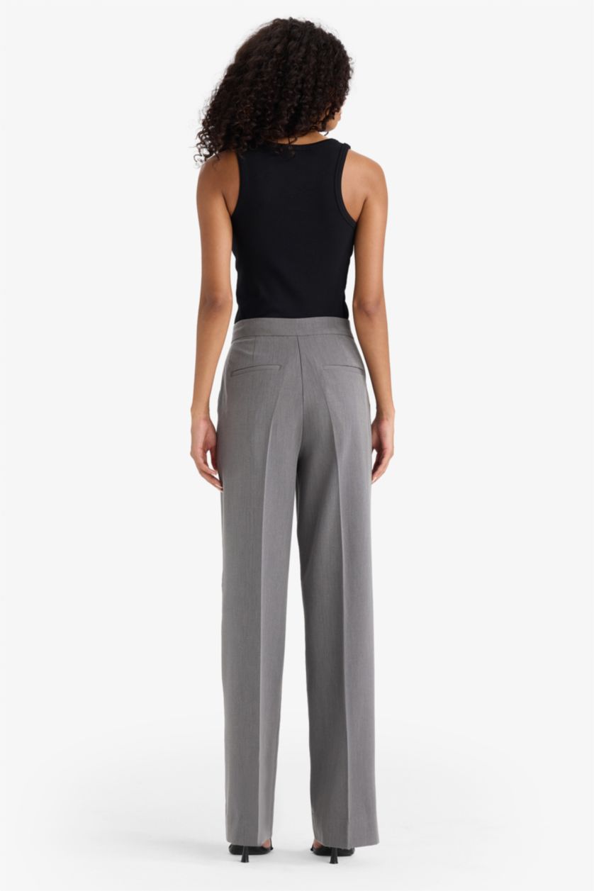 WOMAN Anthracite High Waist Straight Fit Trousers