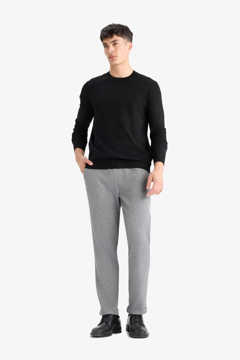 Erkek Gri Melanj Jogger Fıt Kısa Paça Penye Pantolon