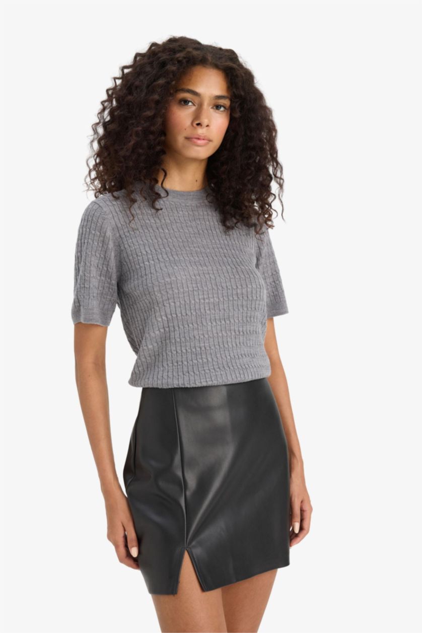 Әйелдерге қара қысқа ұзындық Трикотаж юбка