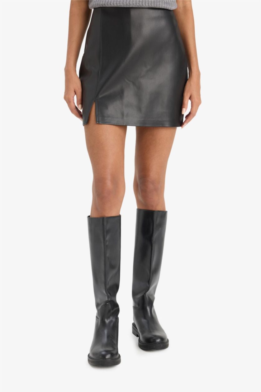 Әйелдерге қара қысқа ұзындық Трикотаж юбка