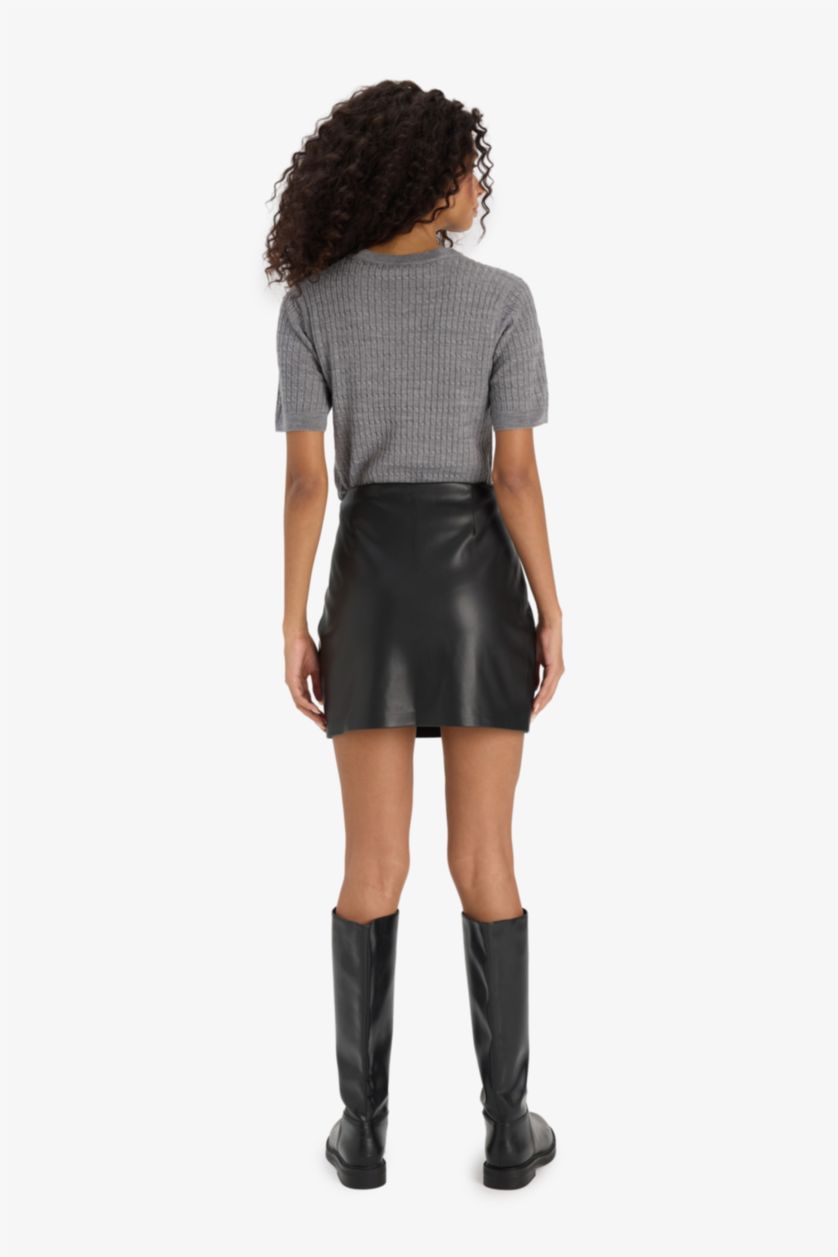 Әйелдерге қара қысқа ұзындық Трикотаж юбка