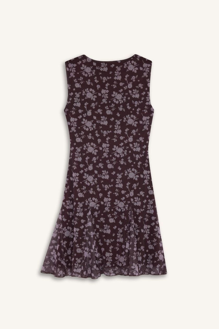 Әйелдерге Бордо Coool басып шығарылған с мойын қысқа жеңді Қысқа жеңді трикотаж көйлек