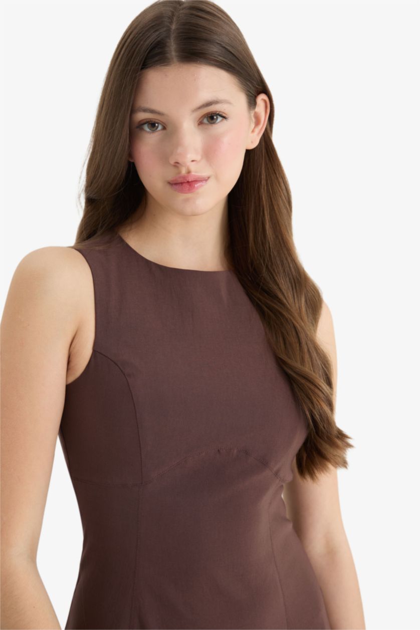 Әйелдерге Қоңыр с мойын қысқа жеңді Қысқа жеңді тоқылған көйлек