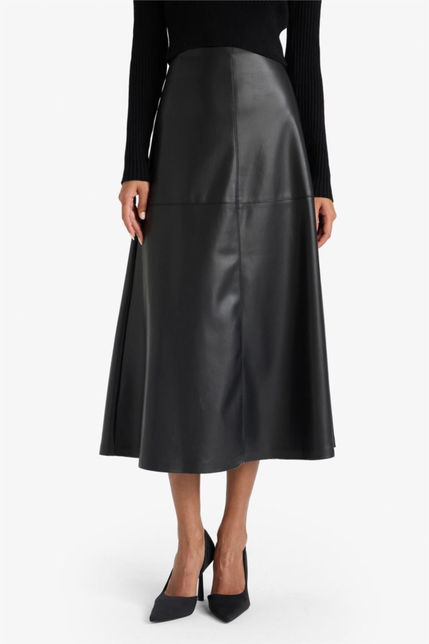 Әйелдерге қара a сызығы максималды ұзындық Трикотаж юбка