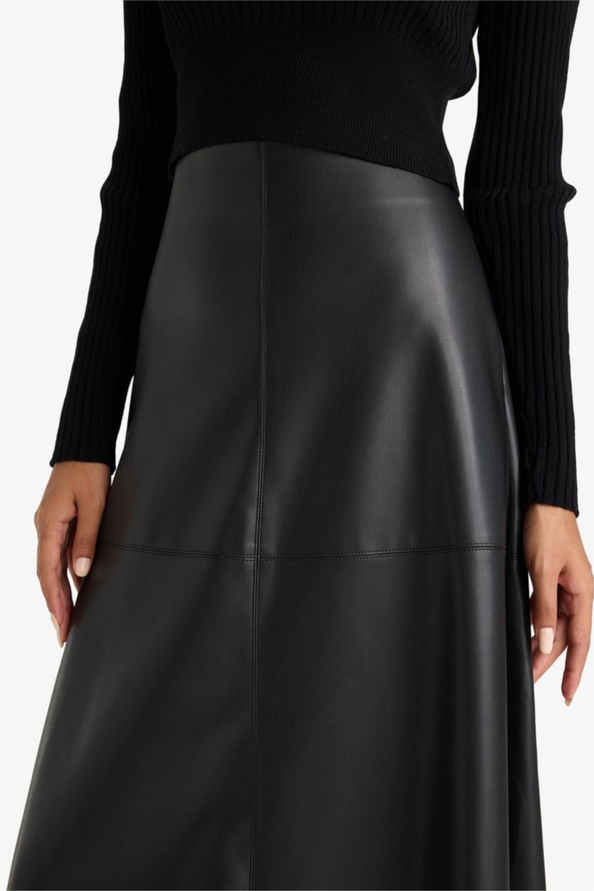 Әйелдерге қара a сызығы максималды ұзындық Трикотаж юбка