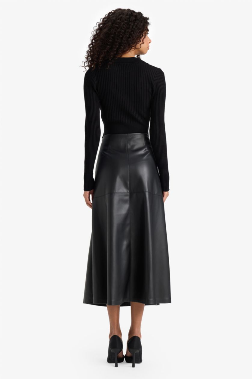 Әйелдерге қара a сызығы максималды ұзындық Трикотаж юбка