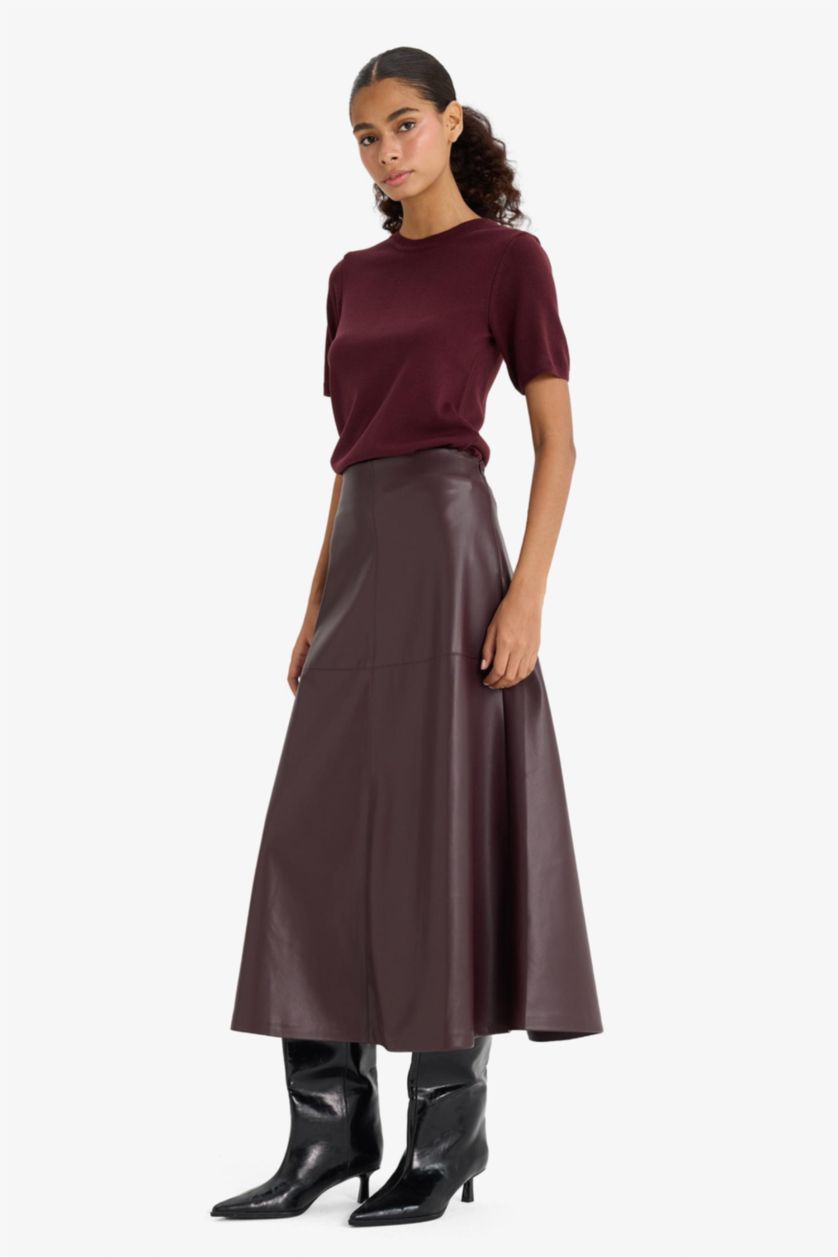 Әйелдерге Бордо a сызығы максималды ұзындық Трикотаж юбка