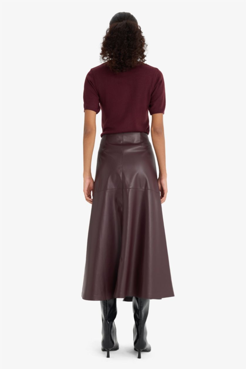 Әйелдерге Бордо a сызығы максималды ұзындық Трикотаж юбка