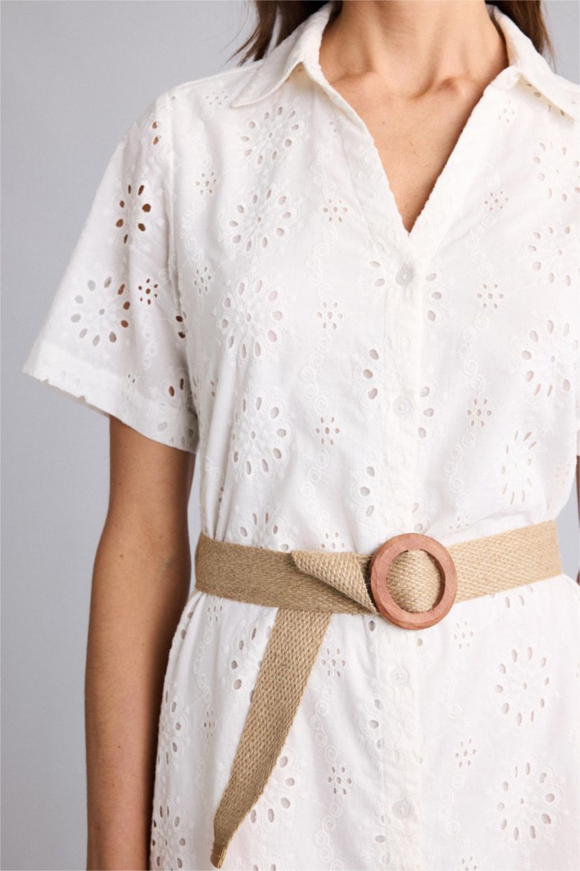 Women White brode Midi Dress