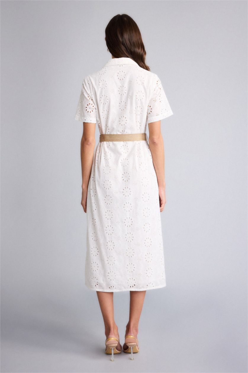 Women White brode Midi Dress