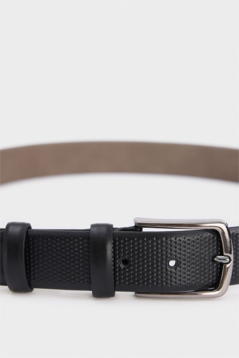 Erkek Siyah Erkek Dikdörtgen Toka Suni Deri Günlük Kemer