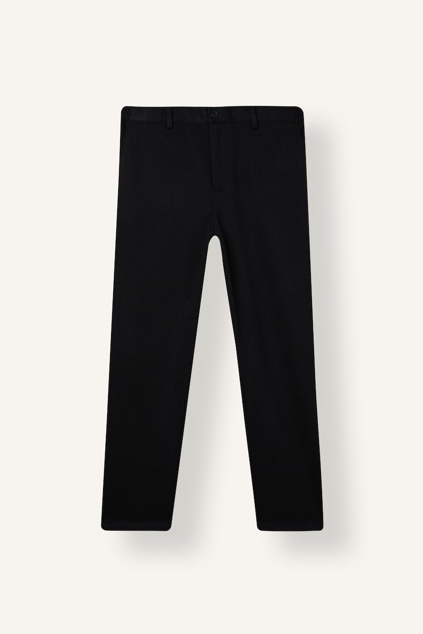MAN Navy Melange Tailored Fit Straight Leg Trousers