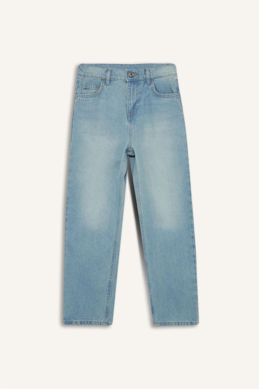 Erkek Çocuk - Genç Erkek Mavi Wide Leg Geniş Paça Pantolon Erkek Çocuk