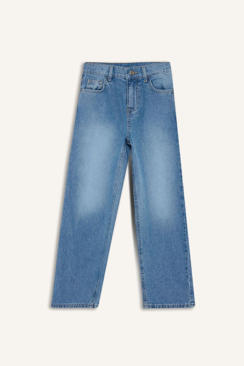 Erkek Çocuk - Genç Erkek Mavi Wide Leg Geniş Paça Pantolon Erkek Çocuk