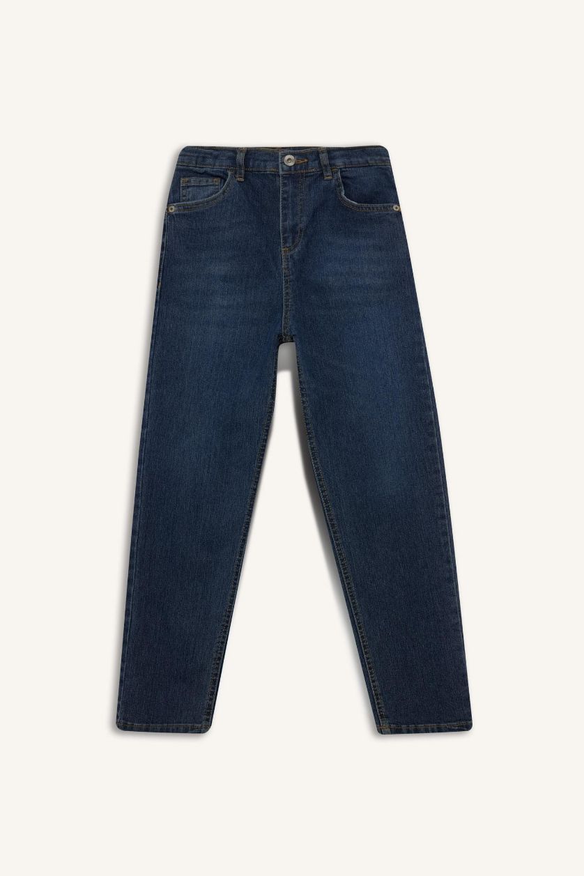 Erkek Çocuk - Genç Erkek Mavi Straight Fit Düz Paça Jean Pantolon Erkek Çocuk