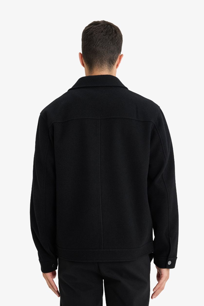 رجالي أسود جاكيت بامب سليم فيت بياقة بولو